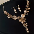 Champagne Teardrop Flower Necklace Women 2026 Bestseller Clavicle Chain Premium Light Luxury Niche Choker Banquet Necklace