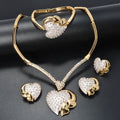 Luxury Full Diamond Heart Earrings Necklace Bracelet Set Ring Set EU/US Import Fashionable Elegant Rhinestone Wedding Jewelry