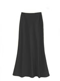 Fall French Elegant Satin High Waist Drapey Skirt