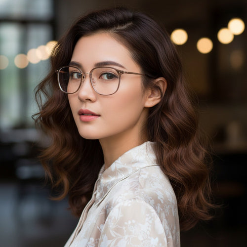 Beesfen 910TZ Ultra-Light Pure Titanium Frame Bare Face Anti-Blue-Light Myopia Glasses Women Cinnabar Sun With Glasses Wholesale
