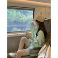 Women's Spring-Summer Korean Long Sleeve Striped Sun-Protection Lightweight Cardigan - Light Green