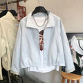 Women's Fall Korean Casual Stand Collar Loose Jacket + Top 2026 - Light Purple