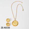 Middle East Bead Gem Bestseller Jewelry Vintage Breeze 3D Texture Round Brand Lace Trim Pendant Necklace Earrings Set Women Overseas