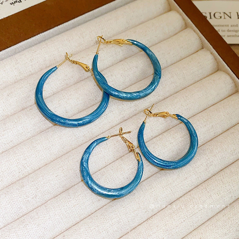 Enamel Ombre Circle Hoop Earrings - view 4