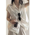 Women's Summer Office Mini Flutter Sleeve Short Sleeve Sleeveless Shirt 2026 - Gray