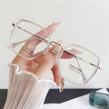 Korean Influencer Glasses Frame Trendy Anti-Blue Bare Face Square Frame Plano Women ins Street Snap Bare Face Photochromic Glasses