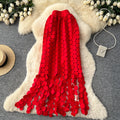 French Hollow Polka Dot Fringe A-Line Mid-Length Skirt