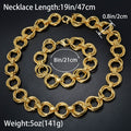 Overseas Dubai Coated 18K Gold Pair Band Spliced Chain Gold Bracelet Necklace 2-Piece Set Simple Hip-Hop Plain Chain