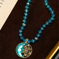 Vintage Dream Net Moon Necklace Niche Fashionable Heavy-Duty Versatile Pendant Two-Tone Round Crystal Necklace