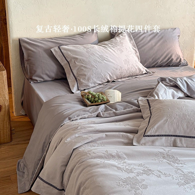 Spring Awaits Monet Pink Cotton Jacquard 4-Piece Bedding Set - view 2