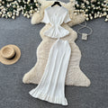 Summer Office Korean Knit Ruffle Fitted 2-Piece Set