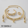 Middle East Heavy-Duty 3 Color Contrast Choker Set Woven String Gold Plated Choker Earrings Bangle Ring Banquet Accessory