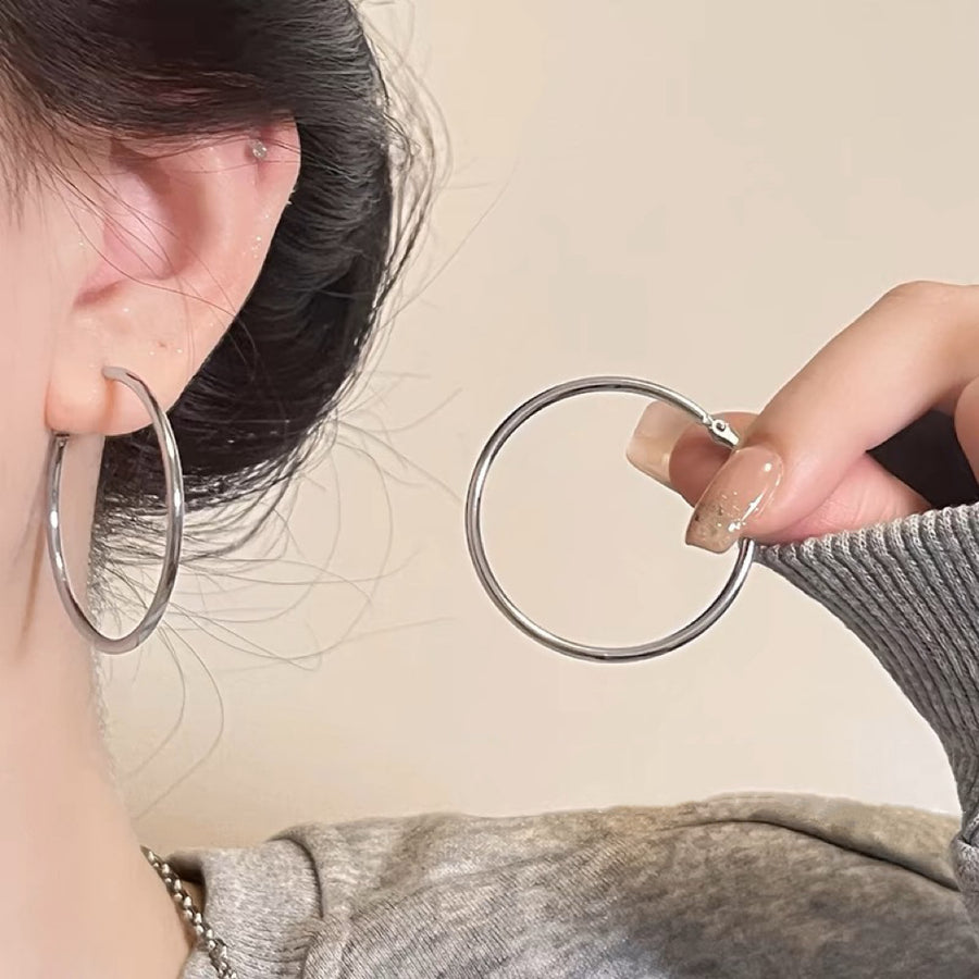 Minimalist Silver-Tone Hoop Stud Earrings - view 12