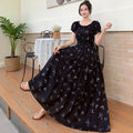 Rayon Floral Off-Shoulder Elastic Waist Bohemian Beach Dress