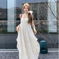 Beach Backless Halter Padded Hollow Mid-Length Dress