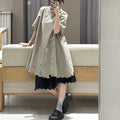Jiangnan Style Embroidered Dress, Loose Crew Neck Lace Mid-Length A-Line