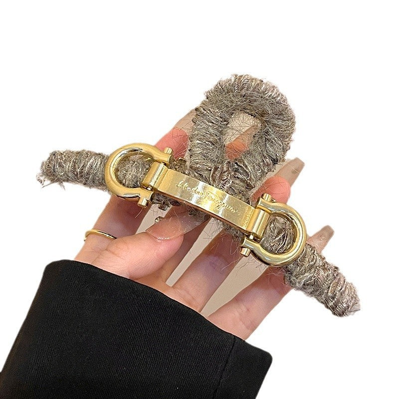 Winter Fuzzy Bow Hair Claw Clip - view 5