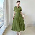 Pleated Embroidered Rhinestone Fitted Dress, 2023 Summer New