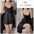 瑰若品牌内衣舒适丝滑缎面性感荡领女吊带睡裙外袍家居服套装4431