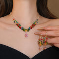 Brocade Colorful Wedding Banquet Imperial Breeze Full Diamond Wheat Ears Jewelry Set Wedding Banquet Luxury Necklace Light Luxury Niche Necklace