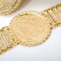 Middle East Accessory Gold Plated Necklace Earrings Set Bracelet Set Round Brand Portrait Pendant Slub Chain Women Jewelry