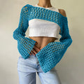 Women's Fall Casual Sexy Wool Flared Sleeve Cropped Flared Sweater 2026 - Green