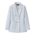 Women's Fall Korean School Loose Blazer + Top 2026 | Casual Blouse - Houndstooth Pants