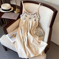 Bohemian Ethnic Style Embroidered Camisole Mid-Length Dress