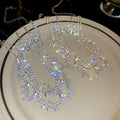 Silver Flower Full Diamond Cutout Flower Jewelry Set Wedding Party Necklace Light Luxury Niche Social Necklace Women