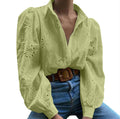 Women's Spring-Summer Casual Fashion Puff Sleeve Hollow-Out Loose Cardigan + Shirt 20 - White