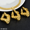 Western Statement Africa Fashionable Jewelry Set Asymmetric Stone Texture Necklace Earrings Set Bangle 2-Piece Set Women