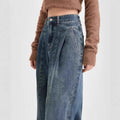 Fall Retro High Waist Loose Straight Leg Wide Leg Pants + Pants