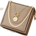 EU/US Import Retro Versatile Multi-Layer Snake Chain Necklace Simple Coin Pendant OT Clasp Necklace Accessory Women Wholesale