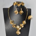 EU/US Import Dubai Gold 18K Necklace Bracelet Set Earrings Bride Knot Wedding Banquet Women Accessory Set Western
