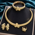 Amazon Overseas Bestseller 18K Starry Sky Necklace Bracelet Set Earrings Ring Middle East Women Banquet Jewelry Set