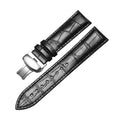 Real Leather Band Slub Pattern Top Grain Leather Soft Waterproof Butterfly Buckle Unisex Watch Band In Stock