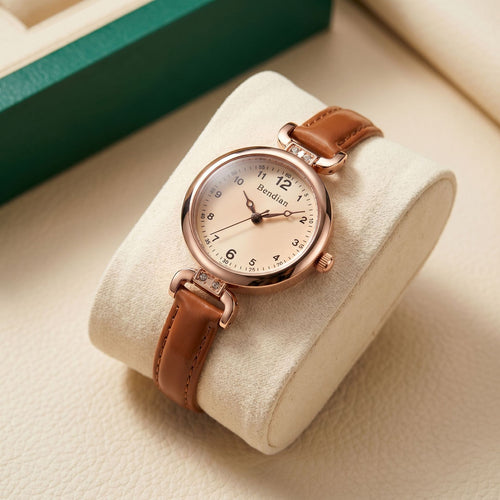 Stylish Exam Ladies Watch Women Retro Tweed Style ins Light Luxury Student Small Dial Quartz Watch Waterproof