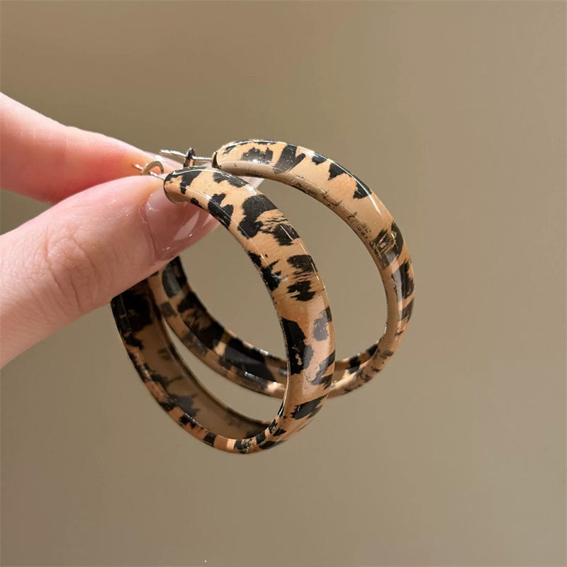 Vintage Leopard Print Flower Stud Earrings - view 3