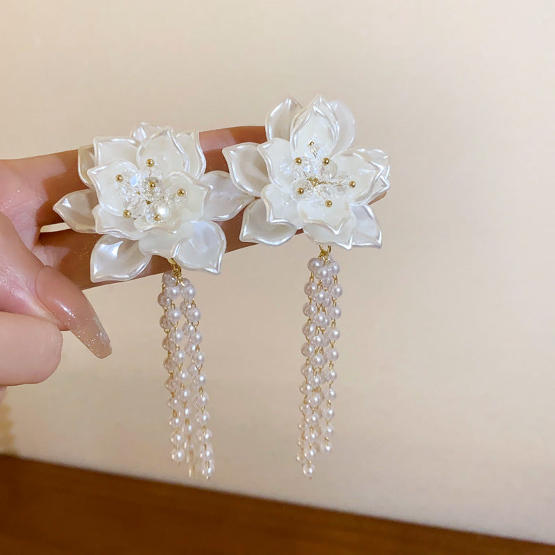 Vintage Pearl Flower Statement Earrings - view 12
