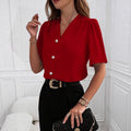Spring-Summer Casual Fashion Short Sleeve V-Neck Shirt