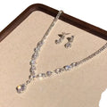 Banquet Luxury ~ Rhinestone Geometric Teardrop Stud Earring Necklace Set Fashionable Clavicle Chain Light Luxury Premium Necklace Women