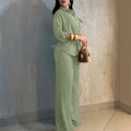 Summer Fashion Youthful Waist-Tie Wide Leg Pants + Shirt 2-Piece Set