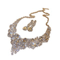 Western Imperial Breeze Rhinestone Geometric Teardrop Stud Earring Necklace Set Fashionable Clavicle Chain Light Luxury Premium Necklace Women