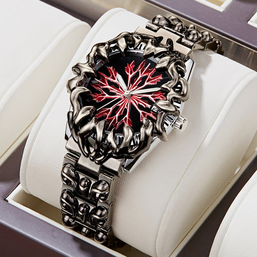 Y2K Year Vintage Watch Men Unique-Shaped Claw Piece alabaster Western Grid Premium Waterproof Quartz Watch